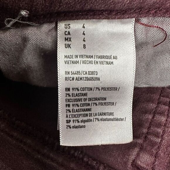 American Eagle Women's Hi-Rise Shortie size 4 Maroon - Picture 8 of 8